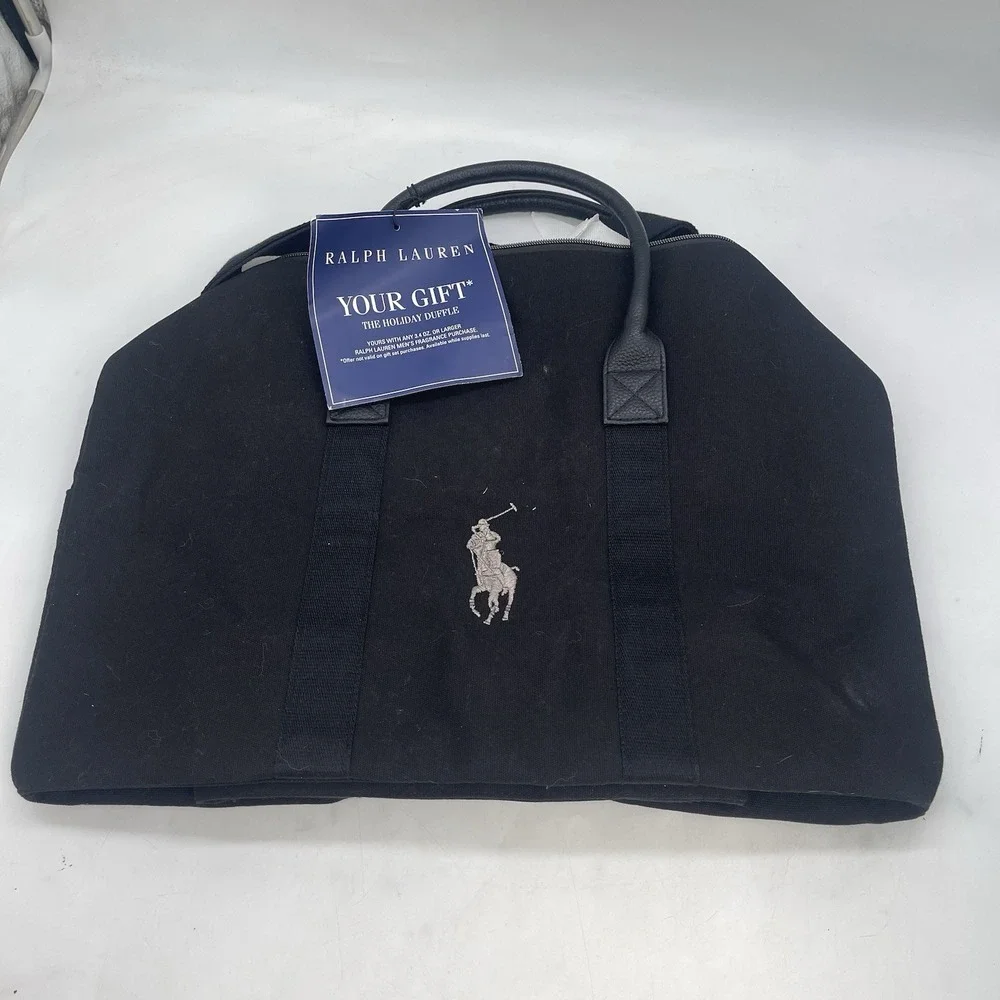 RALPH LAUREN Polo Fragrances Duffle Bag Gym Weekender Carry On Travel Blac NWT